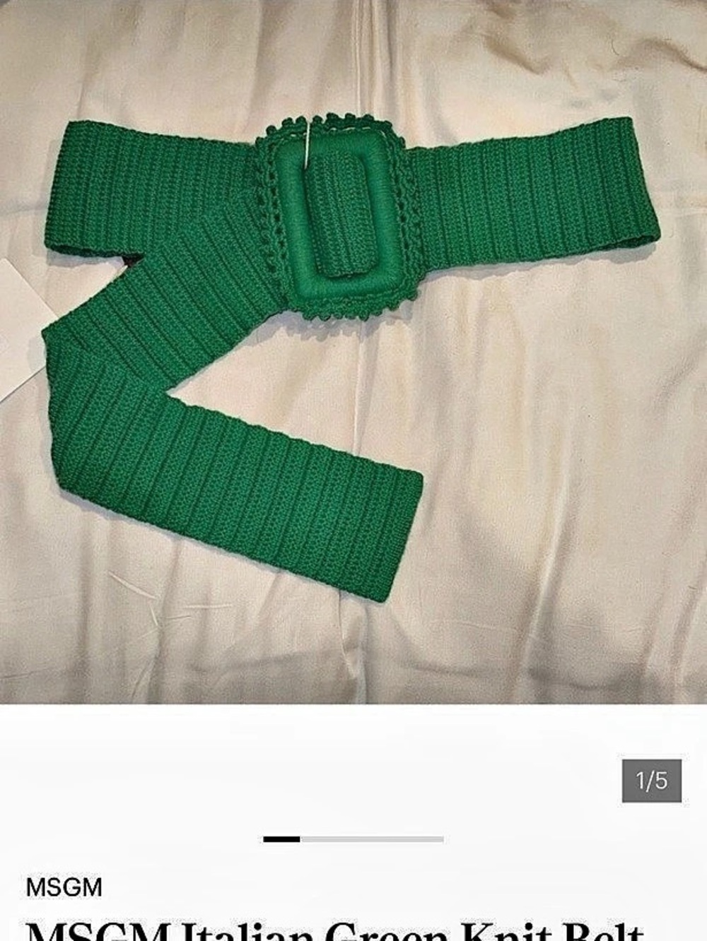 MSGM Crochet Knit Belt Green with Buckle
